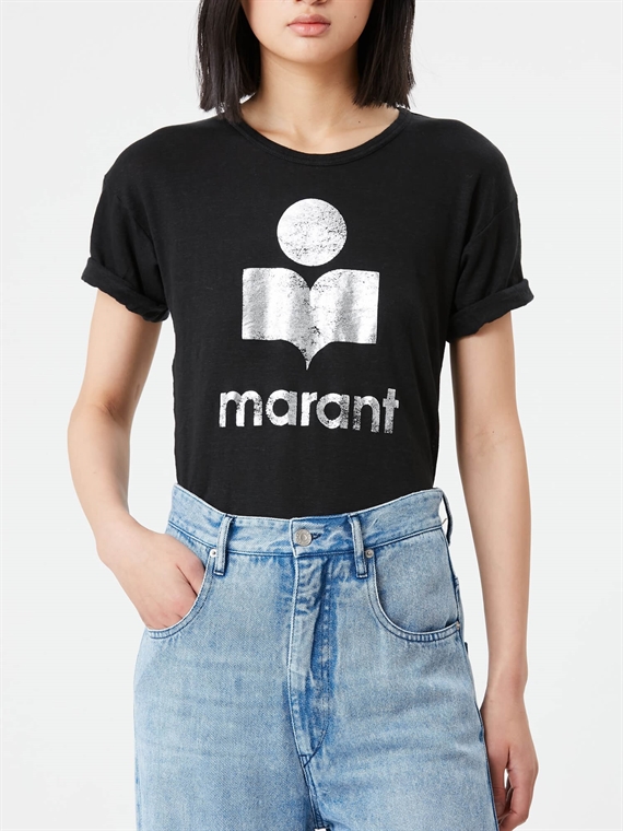 Isabel Marant Etoile Koldi Logo T-shirt, Sort/Sølv